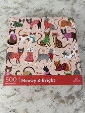 Winter Holiday Cat Puzzle, Meowy Bright 500 Piece Puzzle Galison. Cute