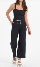 Vuori Women Size Medium Mudra Pose Ribbed Knit Jumpsuit Black Athleisure VW491