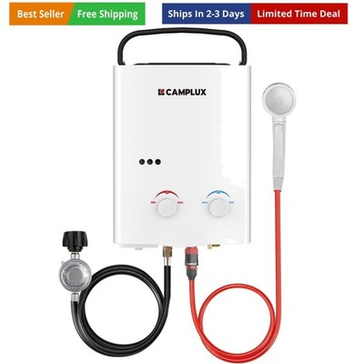 Tankless Water Heater, 1.32 GPM Portable Propane Outdoor Camping Water Heater...