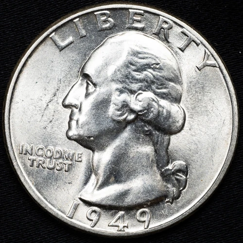 1949-P Choice BU Uncirculated Washington Silver Quarter, Philadelphia Mint