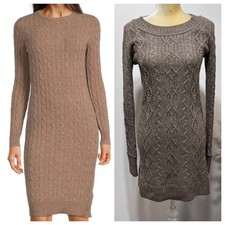 Club Monaco Womens Size XS Wool Alpaca Cable Knit Sweaterdress in Brown