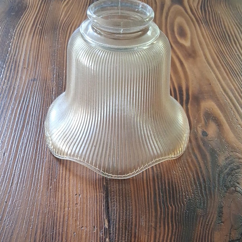 Clear Ribbed Glass Bell Lamp Shade Replacement Globe w/ E26 Fitter Opening