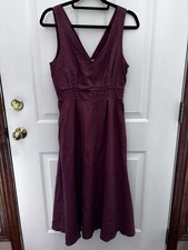 CYNTHIA ROWLEY Women’s Linen A Line Waist Dress V Neck Pockets Size 6