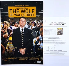 LEONARDO DICAPRIO SIGNED THE WOLF OF WALL STREET 12X18 MOVIE POSTER PHOTO BAS