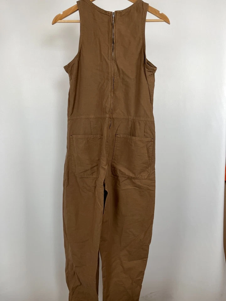 Mono Everlane para mujer talla 2 marrón algodón orgánico lino sin mangas cremallera trasera Foto 2 de 4
