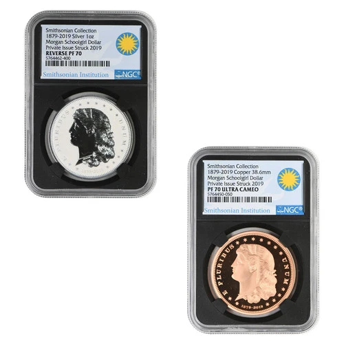 2019 Smithsonian Collection Morgan Schoolgirl Dollar Two Coin Set NGC PF70