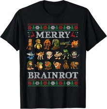 Merry Brainrot Ugly Christmas Sweater Funny Italian Unisex T-Shirt