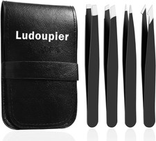  4 Pieces 1 Tweezers Set with Travel Case for Women  Men
