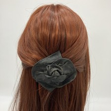 Handmade Hair Clip Barrette Black Leather Boho Hippie Ren Faire Grunge Fairy