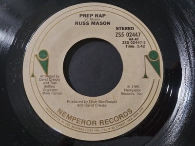 Russ Mason - Prep Rap UNPLAYED Original NEMPORER 45RPM ZS5-02447 Record 1981 RAP