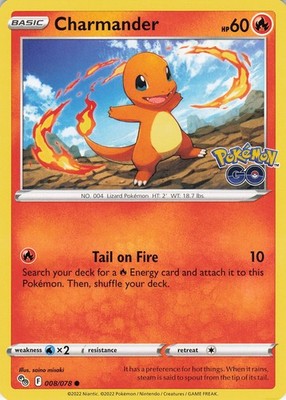 Charmander Common Pokemon GO 008/078 NM