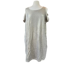 Chico's Dress Gold Sequins Cold Shoulder Sheath Size 3 XL/16 NEW $139 Cocktail