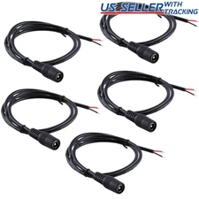 5pcs 3ft 5.5x2.5mm Female DC Power CCTV Pigtail Cable 18AWG Copper Wire 5V 12V
