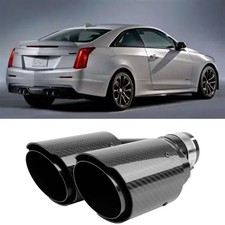 Carbon Fiber 2.5" In/4" Double Outlet Muffler Tip For Cadillac ATS CTS CTS-V DTS