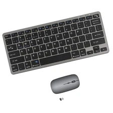 Gray Mini Wireless Keyboard Mouse Combo Bluetooth/2.4G Rechargeable 78KEY