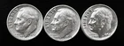 (Lot of 3) Roosevelt SILVER Dimes. 1956-D, '59-P, & '62-D   (R011)