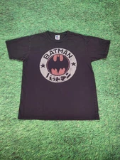 Vintage BATMAN Logo Classic Graphic T-Shirt Junk Food Men's Size Medium Gray