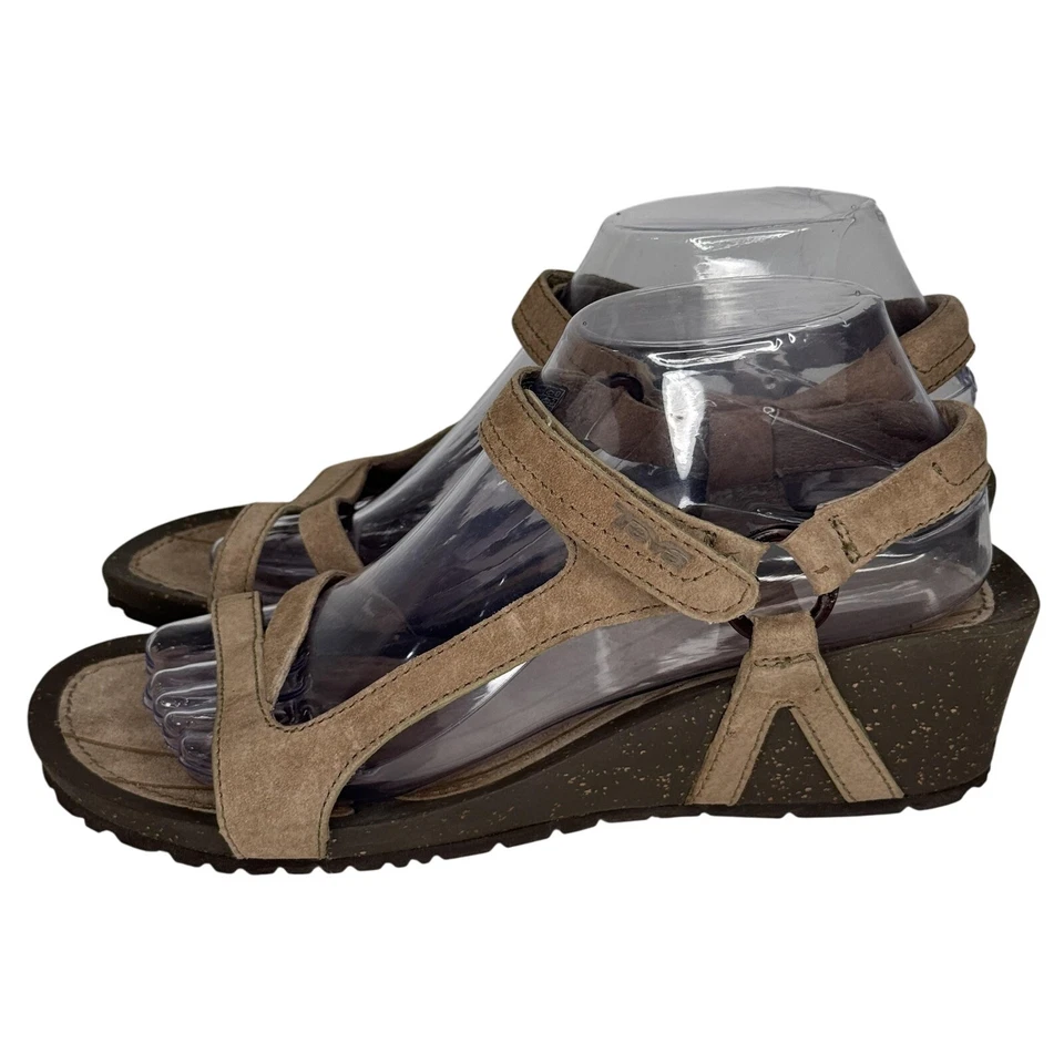 Sandalias Teva para mujer talla 9 gamuza tostada cuña tiras gancho y bucle S/N 1001853 Foto 2 de 4