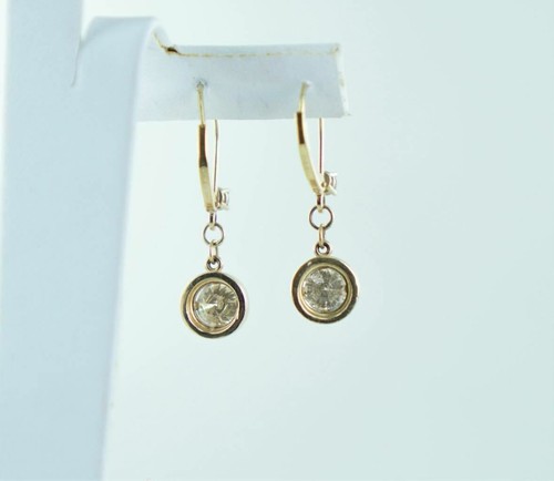 14KT YELLOW GOLD COGNAC DIAMOND DANGLE EARRINGS 2.22 ATW - Picture 6 of 10