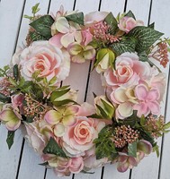Deko Kranz Tischkranz Rosa 28Cm Hortensien Blumenkranz TüRkranz Rosen Wandkranz
