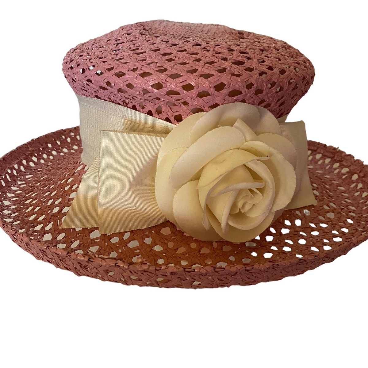 Eric javits pink straw bow hat Eric Javits Straw Pink Bow Hat | eBay main image 3