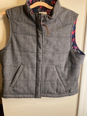 Levi s Vest Womens Gray Herringbone Full Zip Wool Blend Insulated L READ