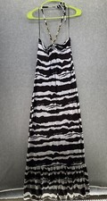 MK Michael Kors Women's Maxi Dress Sleeveless Keyhole Halter Size Small Tiered