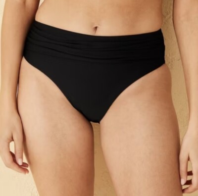 Women's Shirred Waistband Bikini Bottom - Shade & Shore - Black, Sz L