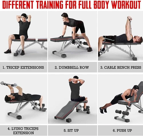 Multi Exercise Adjustable Folding Fitness Workout Bench with 7 Positions Fitness - Picture 24 of 51