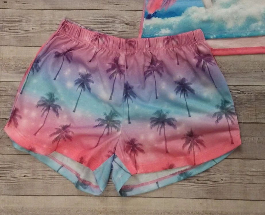 New! Girl's The Children's Place Tank & Shorts Unicorn Palm Printed Pajama Set - Image 3 of 3