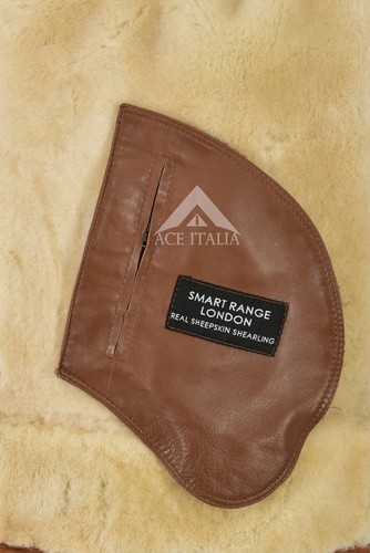 Men's B3 Shearling Jacket Sheepskin Leather Bomber Whisky/Beige Fur Pilot HARBIN - Picture 9 of 9