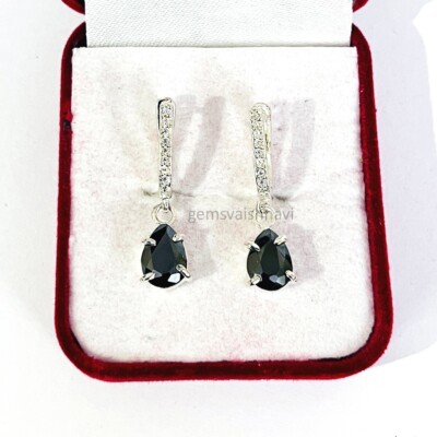 4 Karat Black Diamond Birne Form Ohrringe Tolle Glanz Aa Zertifiziert! Christmas