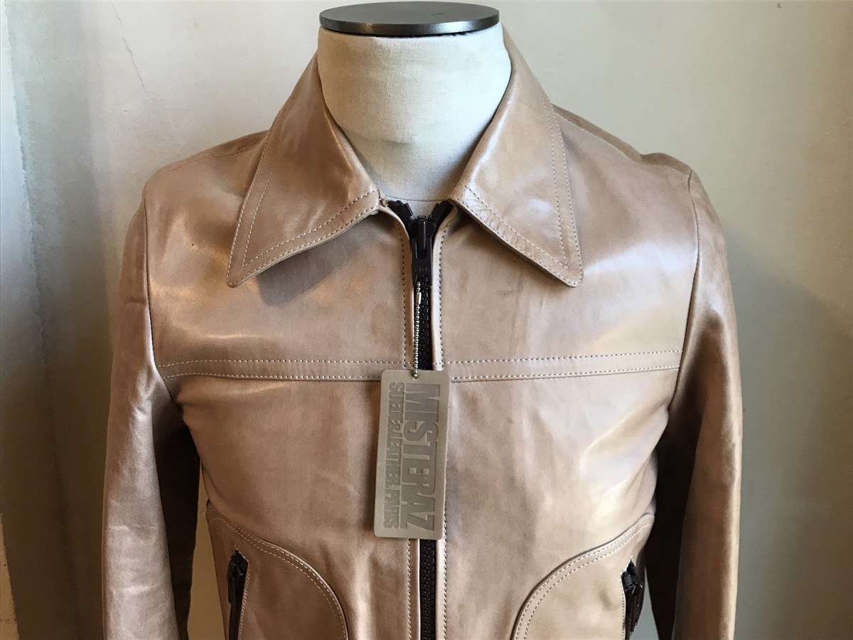 MISTERAZ AWSOME PARIS JIM SUPER SOFT BEIGE LAMB LEATHER BOMBER 