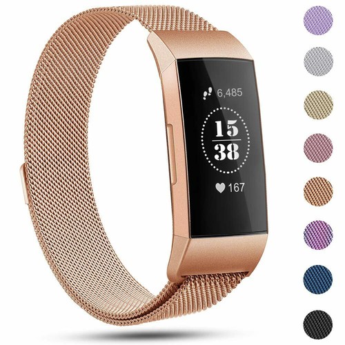 2pcs Milanese Band Metal Stainless Steel Magnet Strap For Fitbit Charge 3 / 4 - Picture 3 of 10