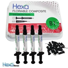 Hexa B1 Flowable Composite Light Cure, Low Viscosity (4 x 2gm Syringes, 20 Tips)