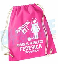 Survival Kit Addio al Nubilato Sacca Zainetto Sposa Personalizzata Nome e Data