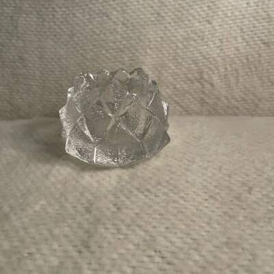 Vintage Orrefors Sweden Crystal Artichoke Firefly Votive Tea Light Candle Holder