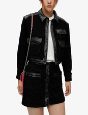 NWT Maje Tweed Patent Leather Cropped Jacket FR 40/US 8