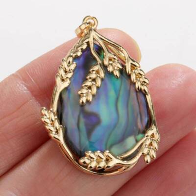 1pcs handmade natural abalone shell pendant Gilt Embed Wholesale Women Tibetan