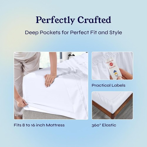 Durable 100% Cotton Full Size Bed Sheet Set - 400 Thread Count, Machine Washable - Picture 6 of 10