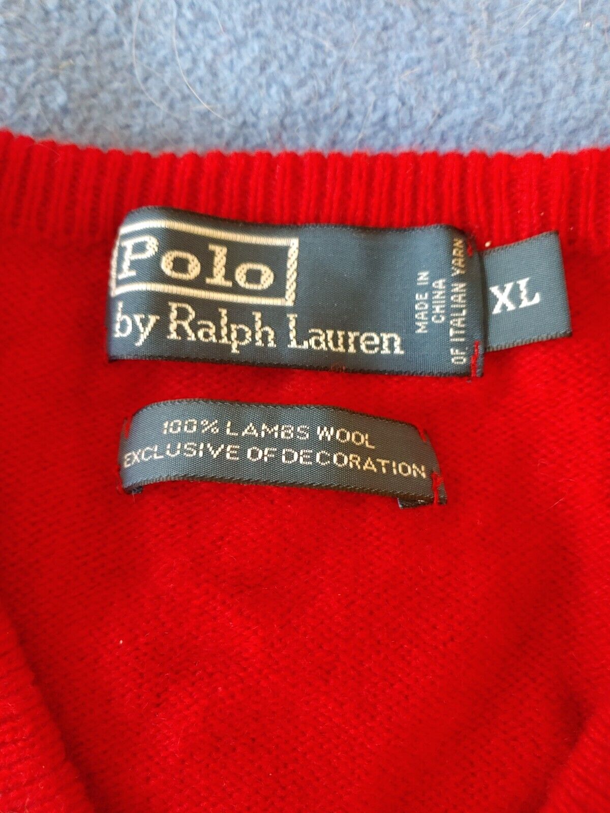 Mens Ralph Lauren V-Neck Sweater XL (ch46) Red Long Sl Lamb Wool VG | eBay