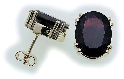 Boucles D’oreilles En Or 333 Avec Grenat – Pour Femme, Fabrication Allemagne, Neuves Avec étiquettes