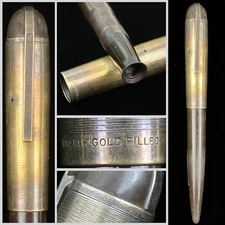 Vintage Eversharp Skyline Tarnished Gold & Brown 14k Gold Fountain Pen No Nib