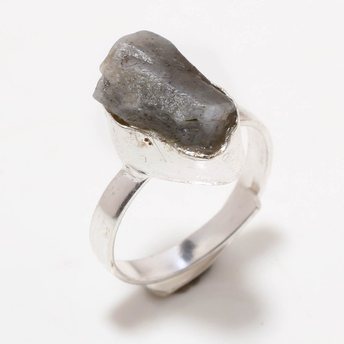 925 Sterling Silver Fire Labradorite Gemstone Handmade Rings Jewelry Size Adjust - Imagen 3 de 3