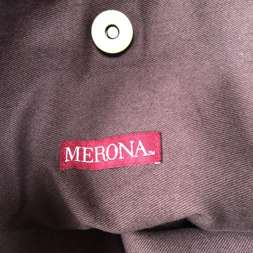 Bolso de mano Merona de cuero para mujer gamuza marrón metálico salpicaduras doble asa Foto 4 de 4