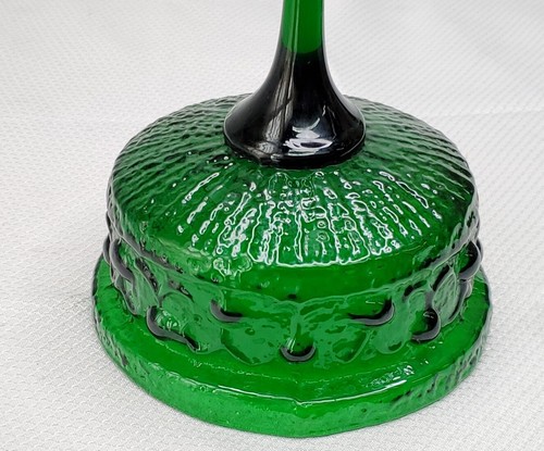 MCM Stelvia Antiqua Emerald Green Art Glass Long Stemmed Compote Wayne Husted - Picture 10 of 11
