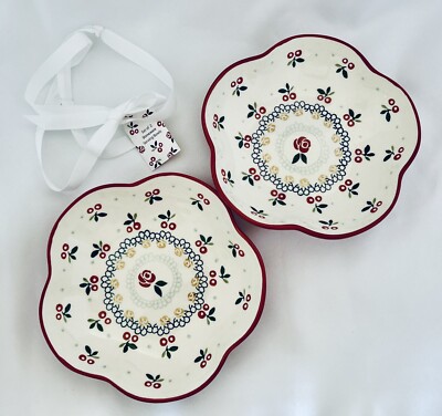 Potters Studio Floral Serving Bowl Hand Painted By Coastline Imports 8  Set Of 2