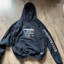 Mr Beast investors club black hoodie Men’s Over sized large You tuber Soft Comfy