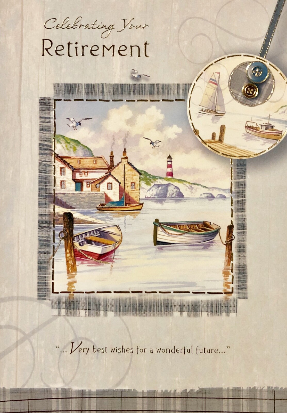 Celebrating your retirement greetings card, lighthouse theme, brand new