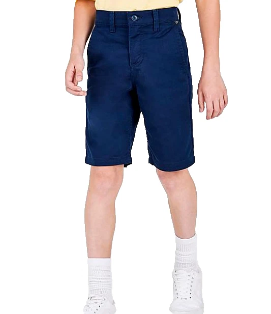 Shorts chino VANS Off the Wall meninos jovens 26 polegadas cintura sarja rua azul escuro - Imagem 3 de 4